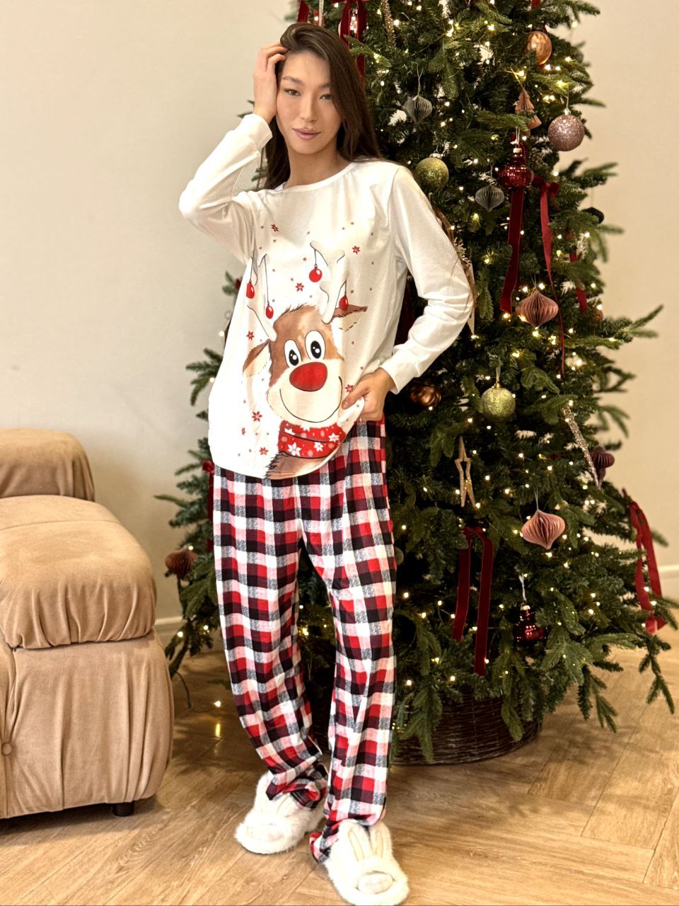 Пижама женская (футболка д/р + брюки) 001-2 НГ