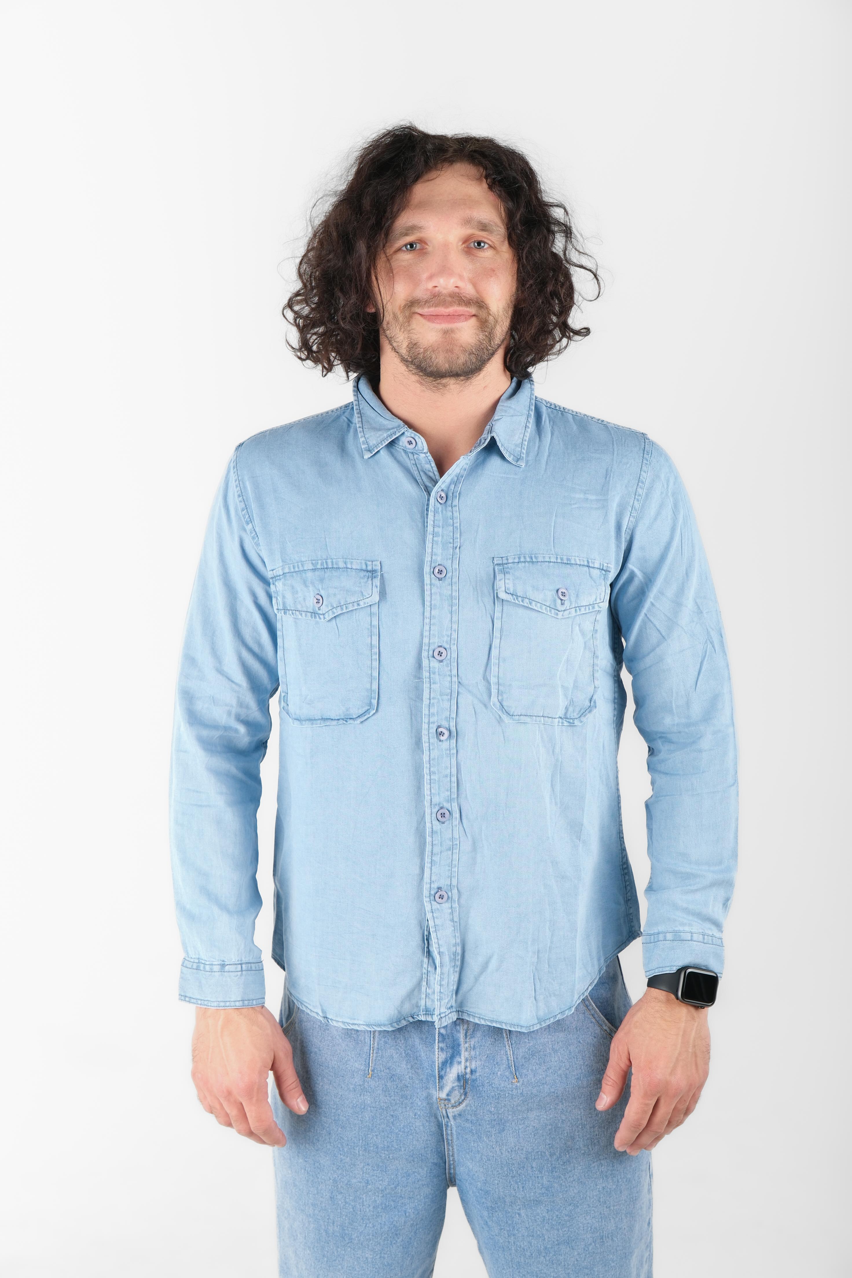 Рубашка мужская джинс д/р Katebi K965-1