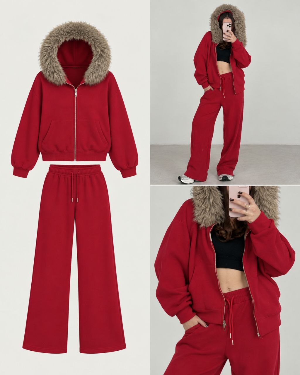 Комплект женский (толстовка + брюки) STOLNIK 5265 + иск.мех